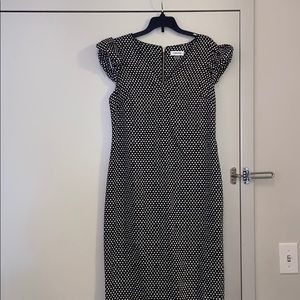 Black and white fitted Calvin Klein dress.